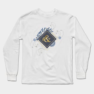 &, blue and gold initial monogram. Long Sleeve T-Shirt